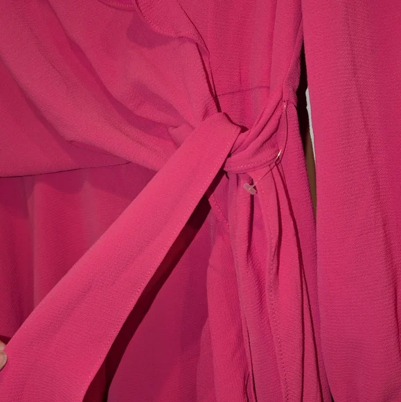 London Times V-Neck Ruffle Detail Long Sleeve Wedding Guest Dresses for Women - Picture 6 of 10